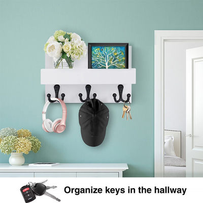 Double Tier Wall Mount Storage Shelf Magnetic Home Hanging Organizer Rack with Key Holder