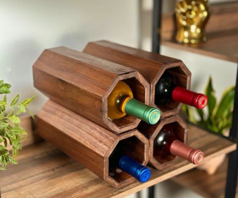 High Quantity Stackable Wooden Wine Holder for Customizable Made Countertop Wine Rack