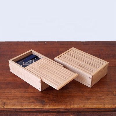 Customizable Color Wooden Sliding Lid Box for Business Card in Plain Color Custom Order