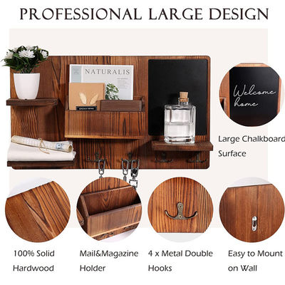 OEM Wooden Wall Shelf With Cloth Hook Entryway Organizer Coat Hooks Key Rack Mail Holder Creative Wall Hanger Holder