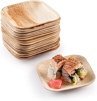 Engraved Palm Leaf Plates Compostable Bamboo-Style 6&quot; 8''10'' Square 25pk Eco Friendly