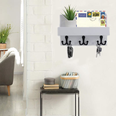 Wall Decorative Wooden Key Hanger with 3 Double Hooks Functional Design Key Holder