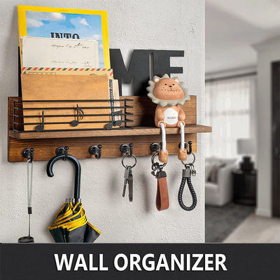 Wall Decorative Wooden Key Hanger with 3 Double Hooks Functional Design Key Holder