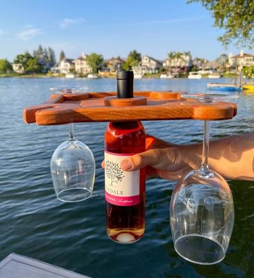 Customized Logo Wine Holder Food Serving Tray with Standing Type Wine Bottle Caddy