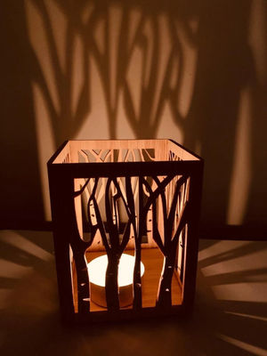 Wooden Plain Color Candle Lantern for Handmade Tea Light Holders in Laser Cut Design