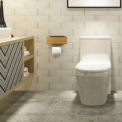 Desk or Sport Bamboo Wall Mounted Toilet Paper Holder with Wet Tissue Storage Box