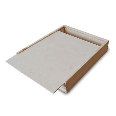 Free Sample Charge Pine Wood Slide Top Wooden Gift Box with Customized Logo Acceptable