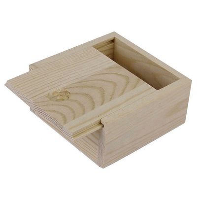 Wooden Gift Box Craft Storage Box with Sliding Lid Custom Order Accepted 8.4x8.4x4.1cm