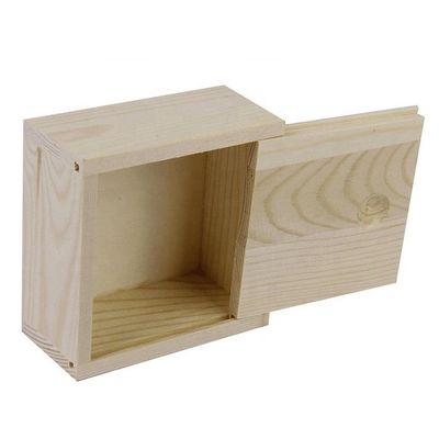 Wooden Gift Box Craft Storage Box with Sliding Lid Custom Order Accepted 8.4x8.4x4.1cm