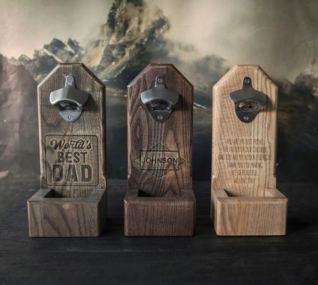 Wood Handle Beer Bottle Opener Ideal Groomsmen Gift with Personalized Logo Printing