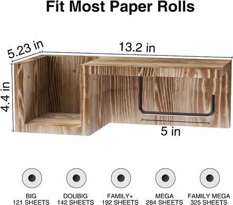 White Wooden Bathroom Wall Mount Toilet Paper Holder Stand with Flushable Storage Shel