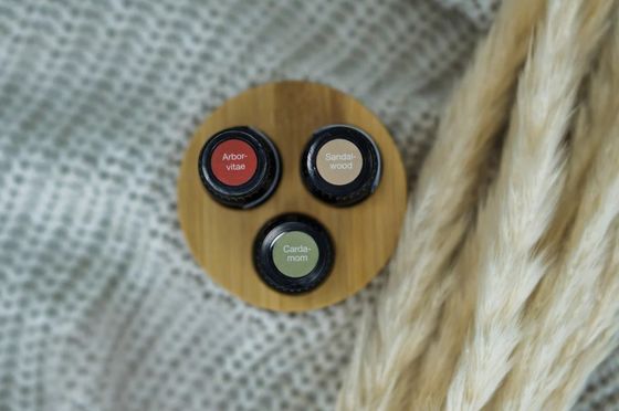 Functional Wooden Stand for Efficiently Storing Oil Bottles in Circle Shape