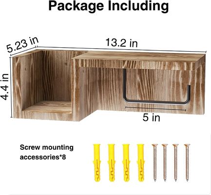 White Wooden Bathroom Wall Mount Toilet Paper Holder Stand with Flushable Storage Shel