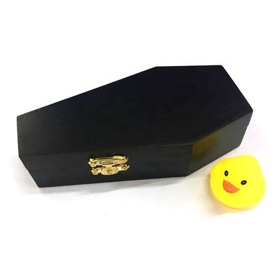Unfinished Wood Coffin Box for Customized Plain Black Gift and Cosmetics Packaging
