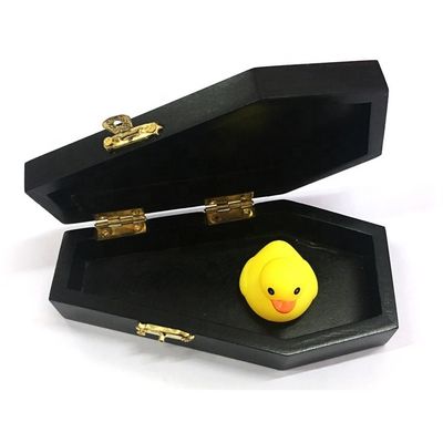Unfinished Wood Coffin Box for Customized Plain Black Gift and Cosmetics Packaging