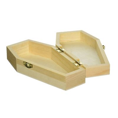 Unfinished Wood Coffin Box for Customized Plain Black Gift and Cosmetics Packaging