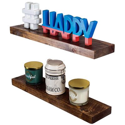 Solid Oak Wooden Timber Block Floating Shelf Space-Saving Solution in Mango Acacia