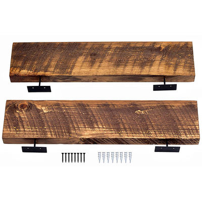 Solid Oak Wooden Timber Block Floating Shelf Space-Saving Solution in Mango Acacia
