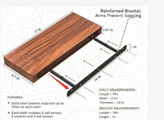 Solid Oak Wooden Timber Block Floating Shelf Space-Saving Solution in Mango Acacia