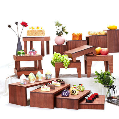 Customizable Logo Acceptable 3 Tiers Wooden Cake Fruit Display Stand for Dessert