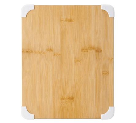 11x14 Inch Bamboo Cutting Board with Juice Groove and White Corner Protection Varnished
