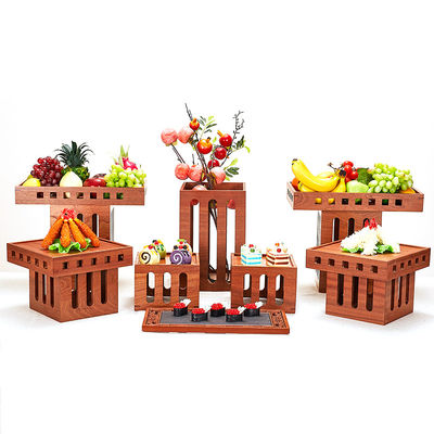 Customizable Logo Acceptable 3 Tiers Wooden Cake Fruit Display Stand for Dessert