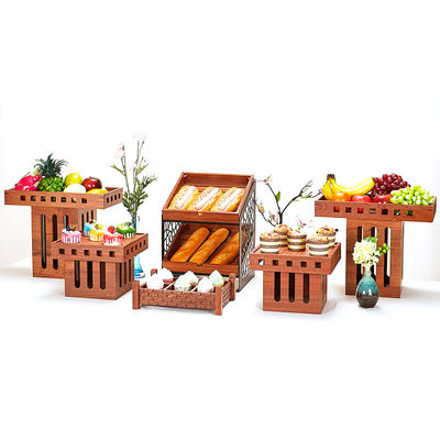 Customizable Logo Acceptable 3 Tiers Wooden Cake Fruit Display Stand for Dessert