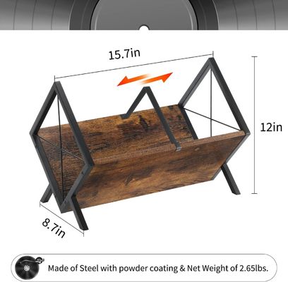 Wood Vinyl Record Display Rack for Quick Assembly and Storage of Magazine Book Files Albums