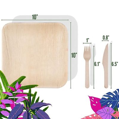 Food Beverage Manufacture Disposable Natural Palm Leaf Plates 6'' 8&quot;10&quot; Square Shape