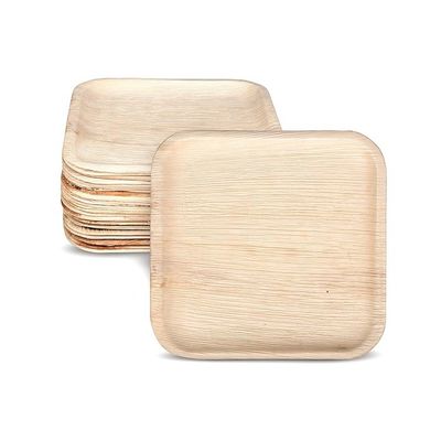 Food Beverage Manufacture Disposable Natural Palm Leaf Plates 6'' 8&quot;10&quot; Square Shape