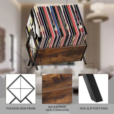 Wood Vinyl Record Display Rack for Quick Assembly and Storage of Magazine Book Files Albums