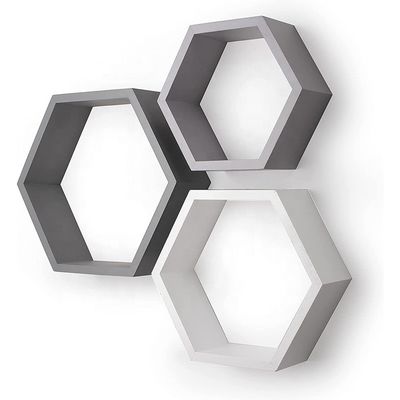 Wall Mounted Type Custom Wooden Hexagon Floating Shelves for Children's Room Decoration