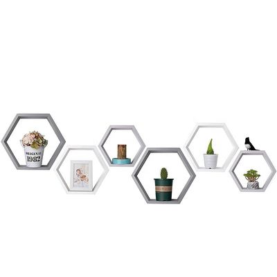 Wall Mounted Type Custom Wooden Hexagon Floating Shelves for Children's Room Decoration