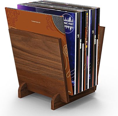 Solid Walnut Wood Vinyl Record Holder Flip Display for Multifunctional Design Storage
