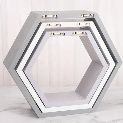 Wall Mounted Type Custom Wooden Hexagon Floating Shelves for Children's Room Decoration