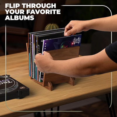 Solid Walnut Wood Vinyl Record Holder Flip Display for Multifunctional Design Storage