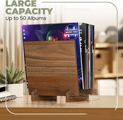 Solid Walnut Wood Vinyl Record Holder Flip Display for Multifunctional Design Storage