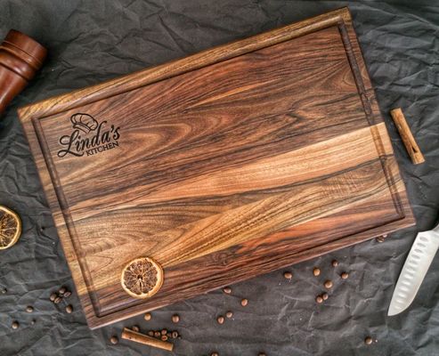 Customized Logo Acceptable 1.75 Thick Large Walnut Cutting Board with Juice Groove