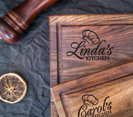 Customized Logo Acceptable 1.75 Thick Large Walnut Cutting Board with Juice Groove