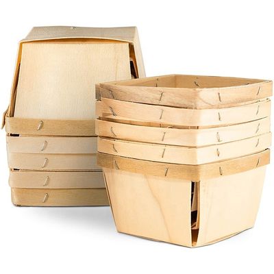 Handmade Industrial Gift Craft 4x4 Inch Veneer Wooden Box for Fruit and Berry Picking