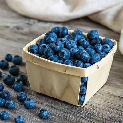 Birch or Poplar Veneer Wood Color 4 x 4 Inch Pint Fruits Baskets for Party Decors