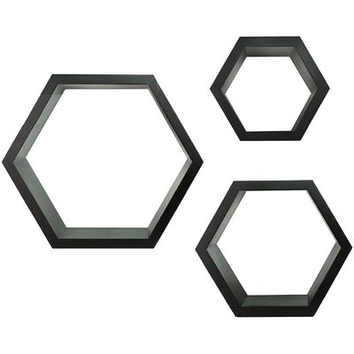 Excellent Wood Hexagon Floating Shelf Set for Home Bathroom Living Room and More