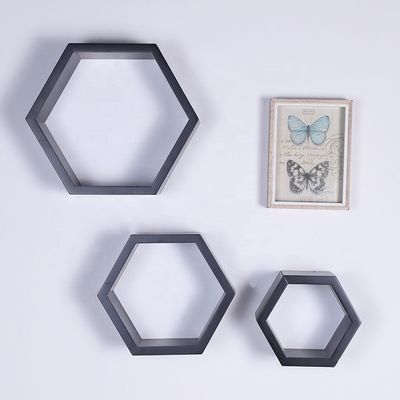 Excellent Wood Hexagon Floating Shelf Set for Home Bathroom Living Room and More