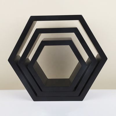 Excellent Wood Hexagon Floating Shelf Set for Home Bathroom Living Room and More