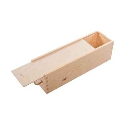 Customized Unfinished Wine Box Packaging with Silk-Screen Printed Pine Wooden Gift Box
