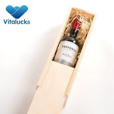 Customized Unfinished Wine Box Packaging with Silk-Screen Printed Pine Wooden Gift Box
