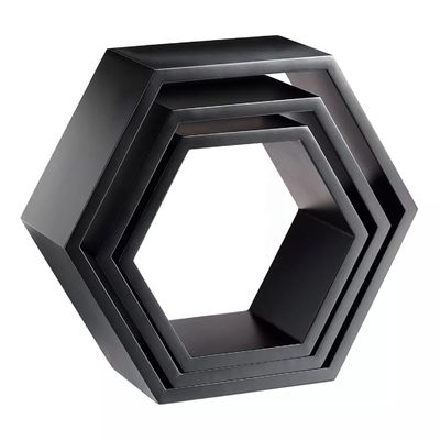 Excellent Wood Hexagon Floating Shelf Set for Home Bathroom Living Room and More