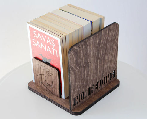 Custom Logo Square Wooden Bookshelf for Mothers Day Gift Book Storage and Organization