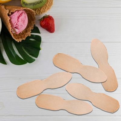 Custom Logo Wooden Ice Cream Sticks Personalized Mini Spoons from Birch Wood