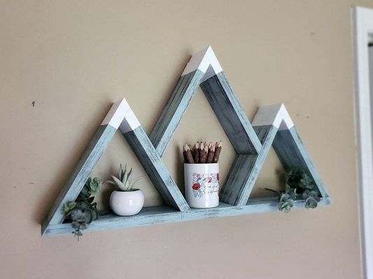 Custom Wood Floating Shelves 25x14x4 Inches for Handmade Nature Wooden Mountain Shelf
